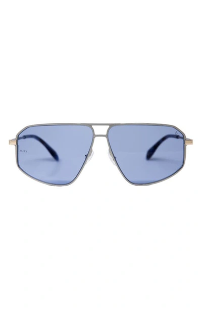 Shop Mita Milano 57mm Aviator Sunglasses In Matte Silver / Gradient Smoke