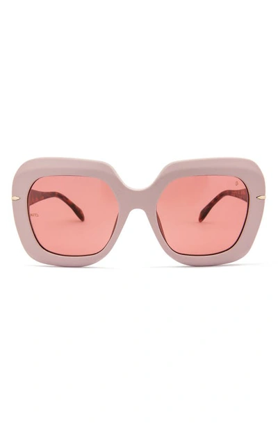 Shop Mita Mare 56mm Square Sunglasses In Shiny Blush / Amber