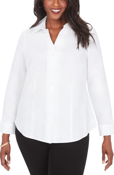 Shop Foxcroft Lauren Non-iron Pinpoint Button-up Shirt In White