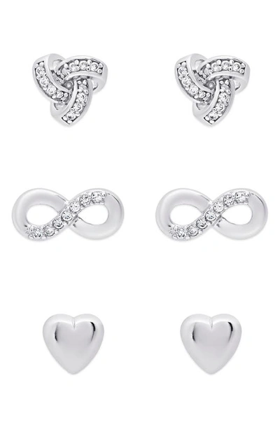Shop Lily Nily 3-pair Stud Earrings In Silver