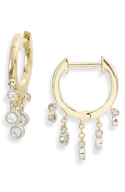 Shop Meira T Diamond Fringe Hoop Earrings In Yellow Gold/ Diamond