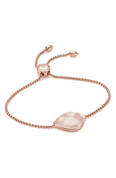 Shop Monica Vinader Siren Nugget Friendship Bracelet In Rose Gold/ Rose Quartz