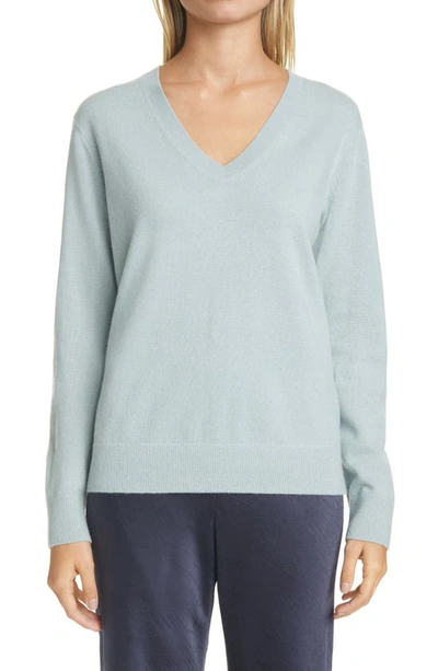 Shop Vince Weekend V-neck Sweater In Pale Sea Glass