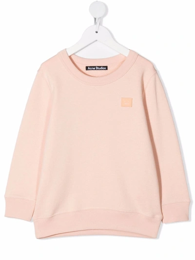 Shop Acne Studios Face-patch Cotton Sweatshirt In Pink