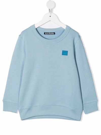 Shop Acne Studios Face-patch Cotton Sweatshirt In Blue