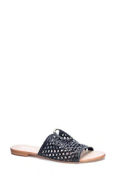 42 Gold Beats Woven Slide Sandal In Black