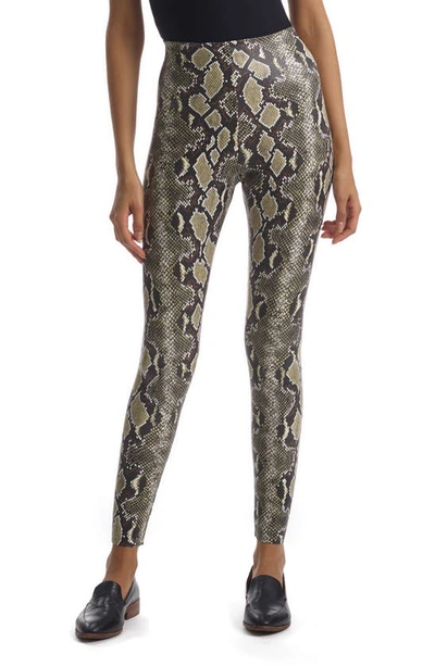 Shop Commando Reptile Embossed Faux Leather Leggings In Olive Snake