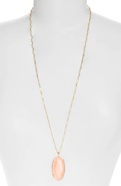 Shop Kendra Scott Reid Long Faceted Pendant Necklace In Gold Coral Illusion