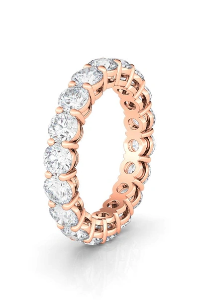 Shop Hautecarat Round Cut Lab Created Diamond 18k Gold Eternity Band Ring In Rose Gold