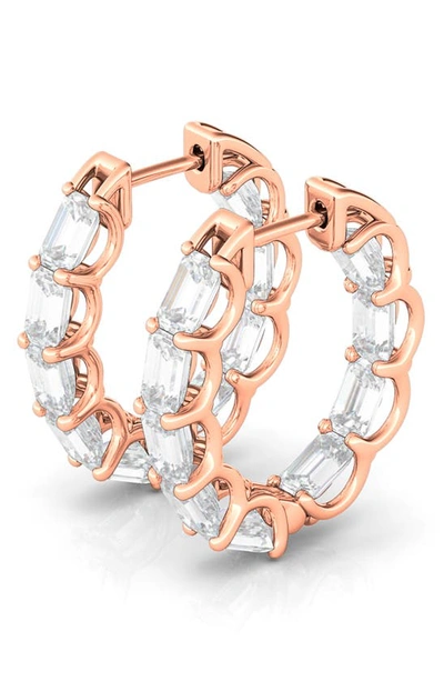 Shop Hautecarat Emerald Cut Lab Created Diamond Inside Out Hoop Earrings In Rose Gold