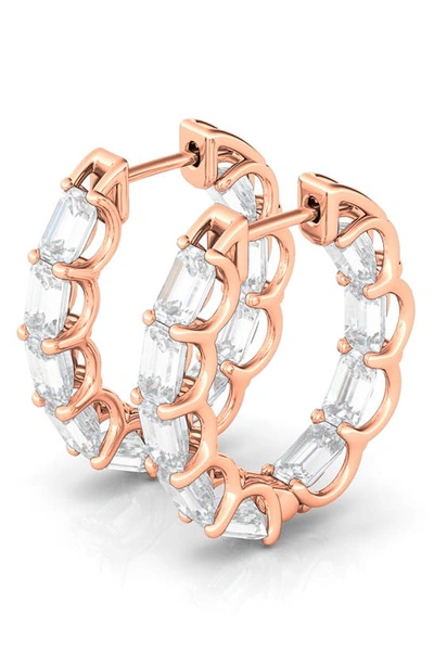 Hautecarat Oval Lab-created Diamond Inside Out 14k Gold Hoop Earrings In Rose Gold