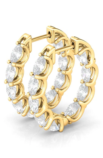 Shop Hautecarat Oval Lab Created Diamond Inside Out 14k Gold Hoop Earrings In Yellow Gold