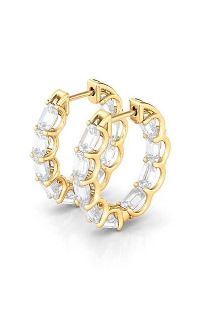 Shop Hautecarat Emerald Cut Lab Created Diamond Inside Out Hoop Earrings In Yellow Gold