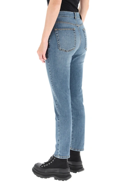 Shop Alexander Mcqueen Slim Washed Denim Jeans In Blue