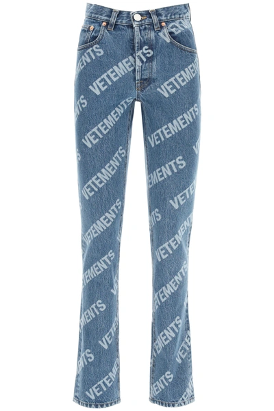 Shop Vetements Monogram Logo Jeans In Blue