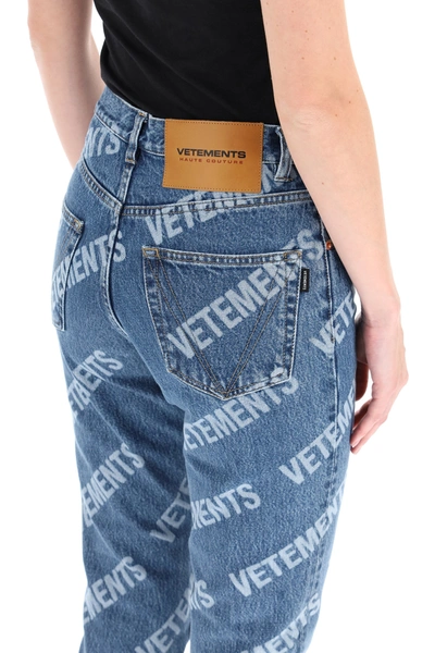 Shop Vetements Monogram Logo Jeans In Blue