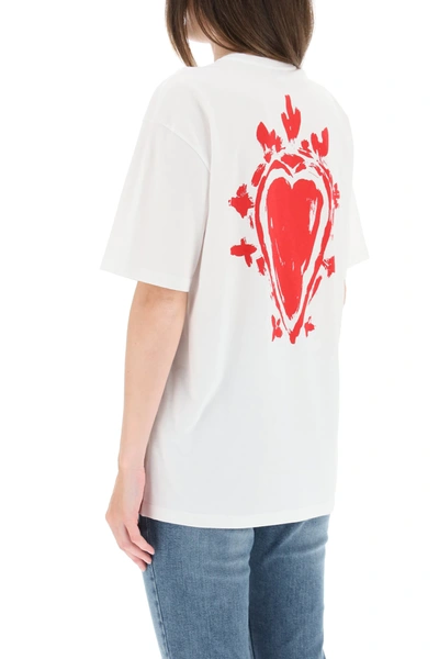 Shop Alexander Mcqueen Love Print T-shirt In White,red