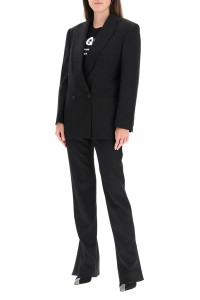 Shop Alexander Mcqueen Double-breasted Wool Blazer In Black