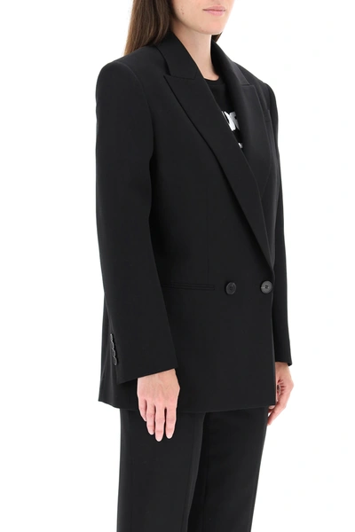 Shop Alexander Mcqueen Double-breasted Wool Blazer In Black