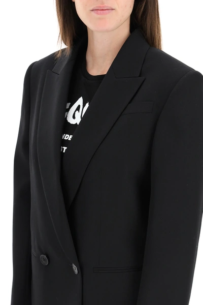 Shop Alexander Mcqueen Double-breasted Wool Blazer In Black