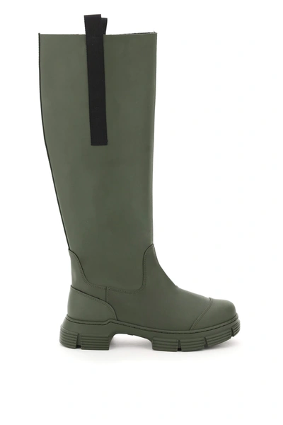 Shop Ganni Recycled Rubber Boots In Green,black