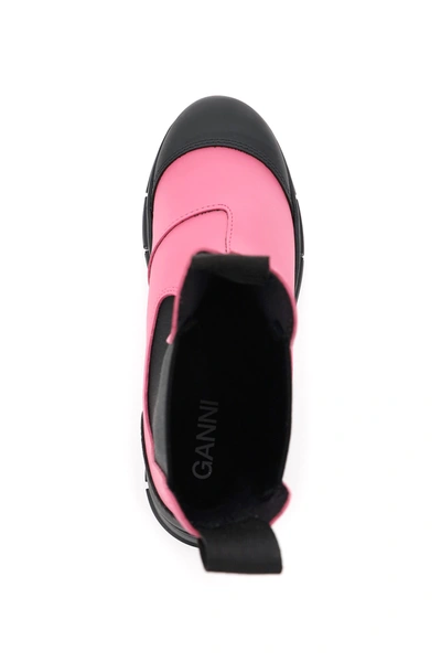 Shop Ganni Recycled Rubber Chelsea Boots In Black,fuchsia