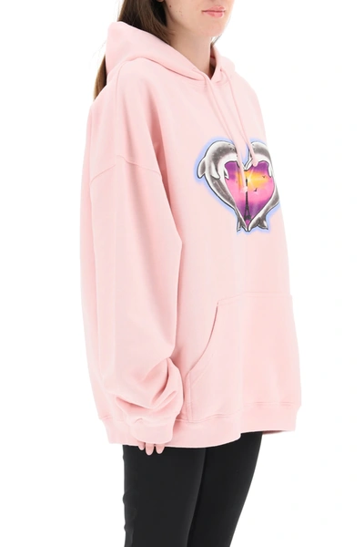 Shop Vetements Dolphins Hoodie Heart Logo In Pink,light Blue,grey