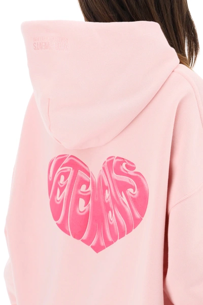 Shop Vetements Dolphins Hoodie Heart Logo In Pink,light Blue,grey