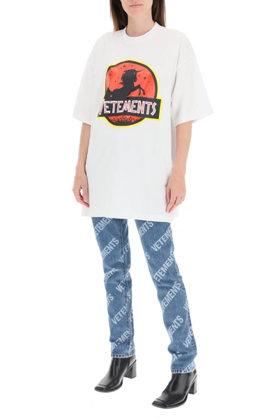 Shop Vetements Wild Unicorn Print T-shirt In White,red,black