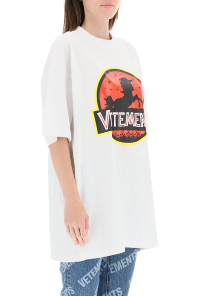 Shop Vetements Wild Unicorn Print T-shirt In White,red,black