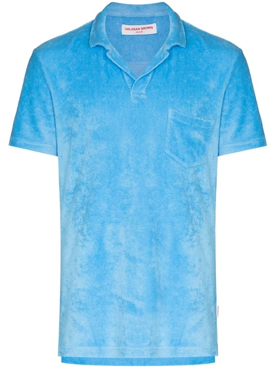 Shop Orlebar Brown Riviera Short-sleeve Polo Shirt In 蓝色