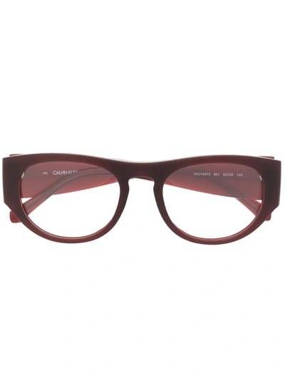 Shop Calvin Klein Jeans Est.1978 Round-frame Glasses In Rot