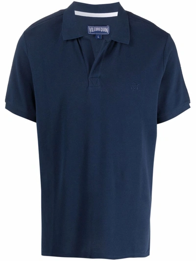 Shop Vilebrequin Turtle-embroidered Polo Shirt In Blau