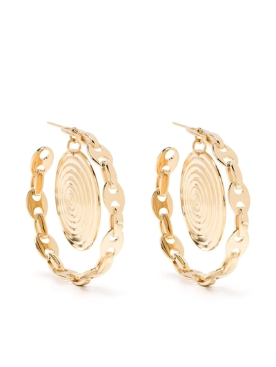 Shop Paco Rabanne Disc Hoop Earrings In Gold