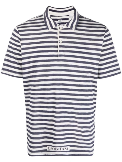 Shop C.p. Company Striped Polo Shirt In Weiss