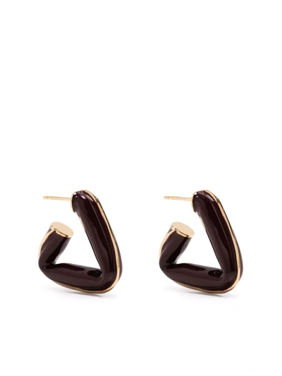 Shop Bottega Veneta Triangle Hoop Earrings In Braun