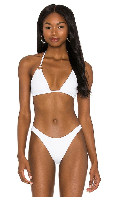 Vitamin A Cosmo Triangle Bikini Top In White Ecorib | ModeSens