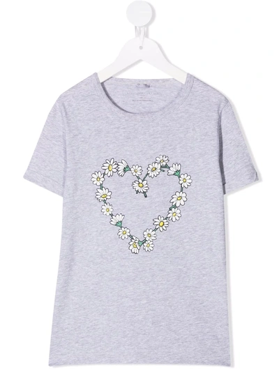 Shop Stella Mccartney Daisy-chain Heart-print T-shirt In Grey