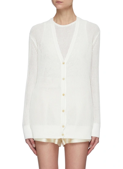 Shop Theory Elongated Crochet Knit Cardigan In White