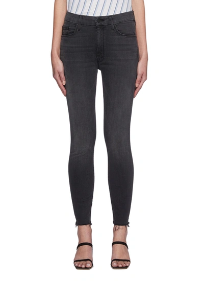 Shop Mother 'the Looker' Ankle Fray Skinny Jeans In Black