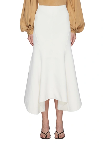Shop Acler 'hurley' Flare Drape Hem Midi Skirt In White