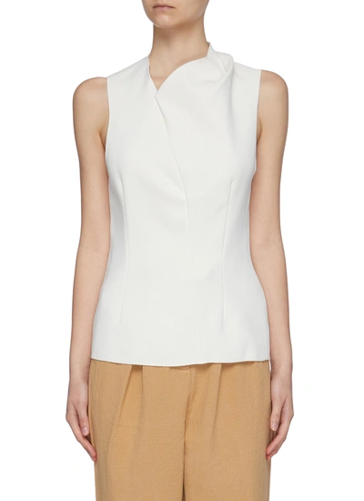 Shop Acler 'benton' Structured Collar Side Pleat Sleeveless Top In White