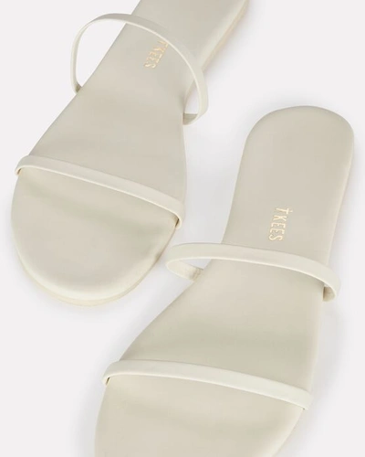Shop Tkees Gemma Leather Flat Sandals In White
