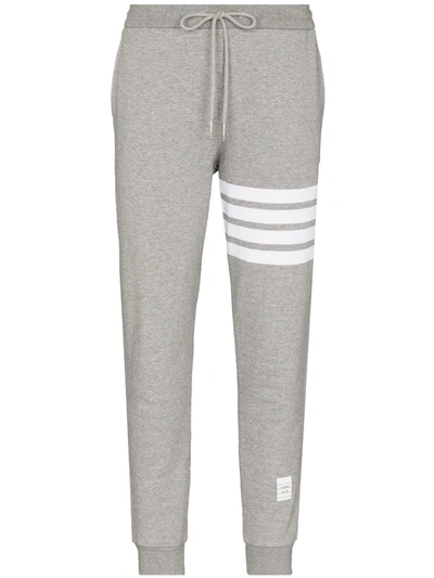 Shop Thom Browne 4-bar Tapered Track Pants In Grey