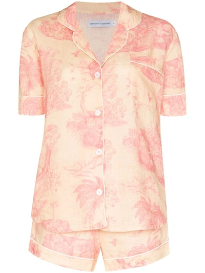 Shop Desmond & Dempsey Lowland Forest Print Pajama Set In Pink