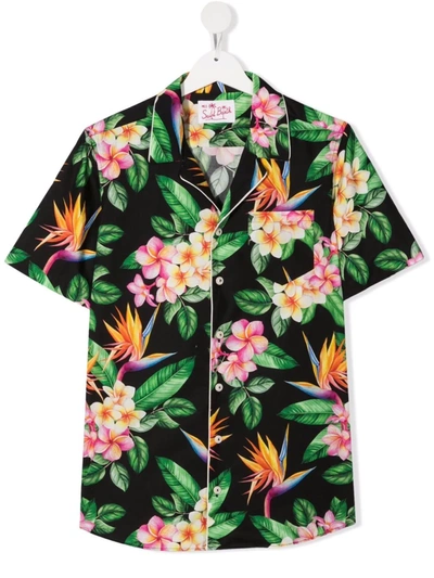 Shop Mc2 Saint Barth Teen Tropical Floral-print Shirt In Black
