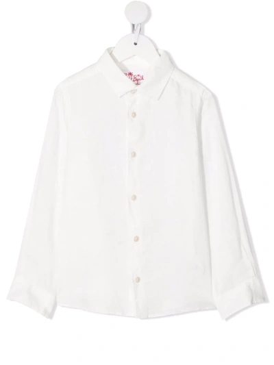 Shop Mc2 Saint Barth Linen Long-sleeve Shirt In White