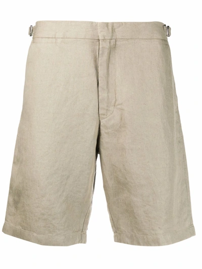 Shop Orlebar Brown Straight-leg Linen Shorts In Neutrals