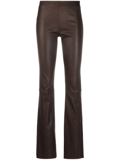 Shop Drome Straight-leg Leather Trousers In Brown