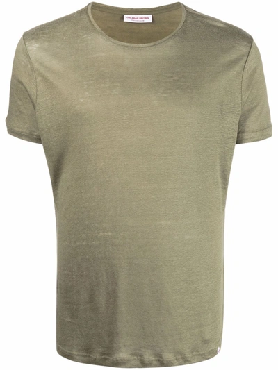 Shop Orlebar Brown Round-neck Linen T-shirt In Green